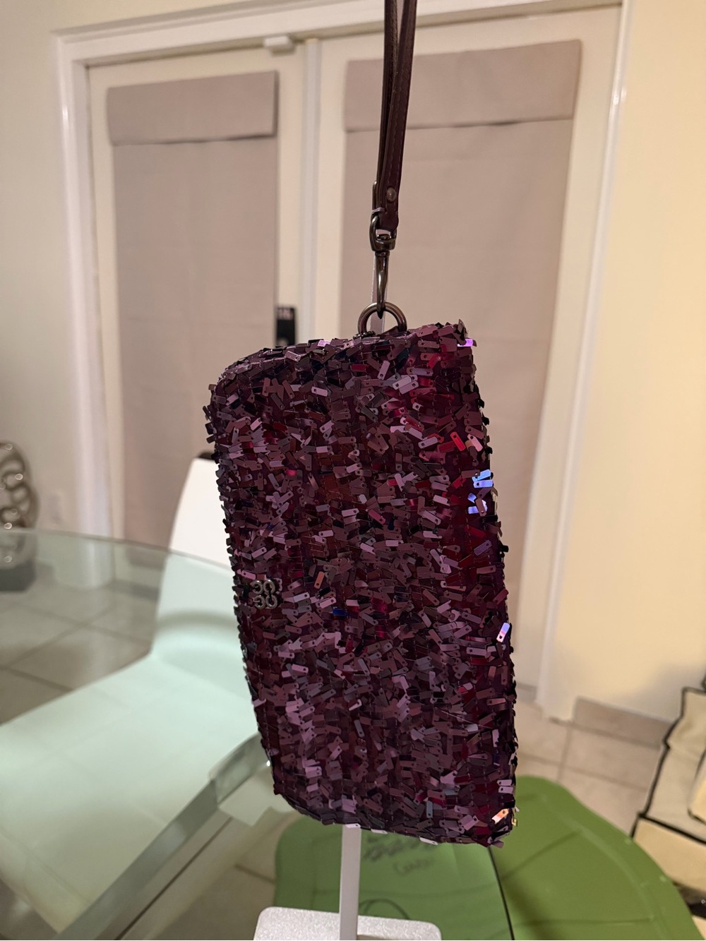 Never Used!! Coach Sequined Plum Wristlet Clutch